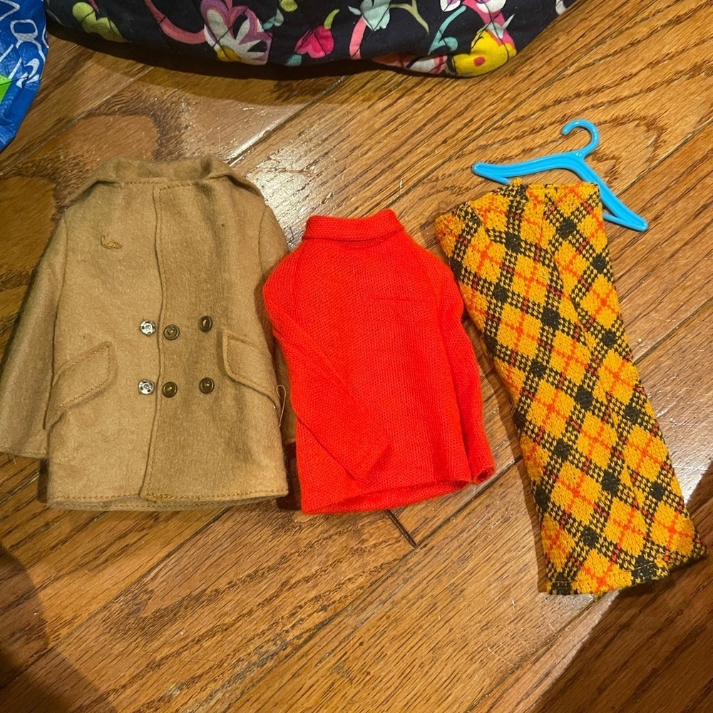 Vintage Mattel Ken Doll Clothing Set with Coat, Sweater, and Pants 1969